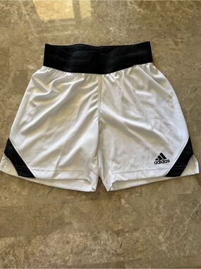 Adidas Women White Shorts with Black Waistband and Trim